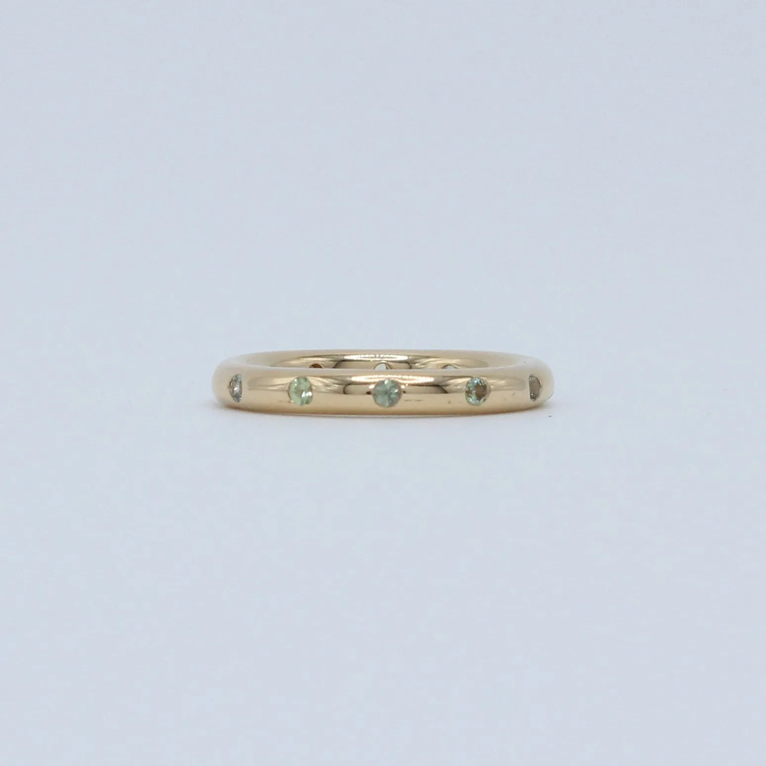 Hoopstock "Round" Evenly Spaced Green Sapphire Band in 20K Peach Gold- 3mm