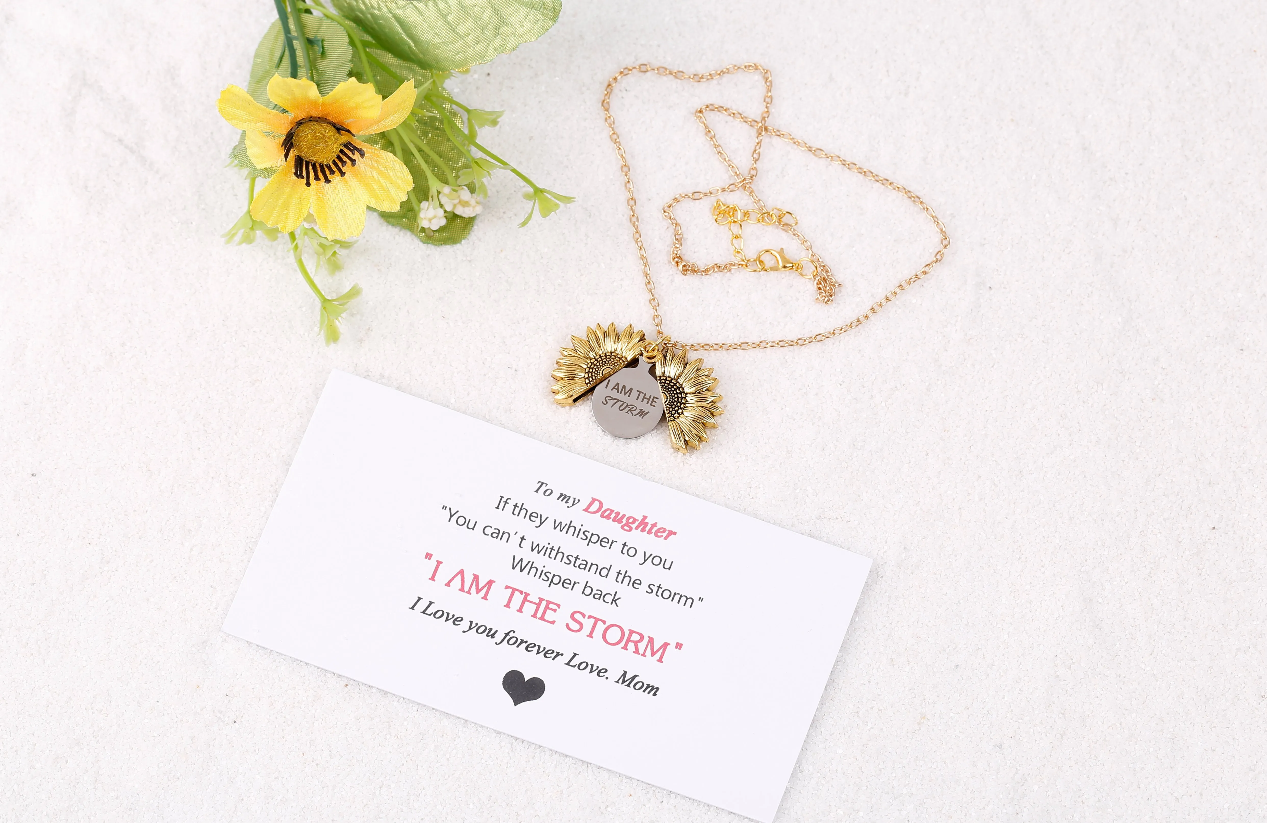 I AM THE STORM sunflower necklace