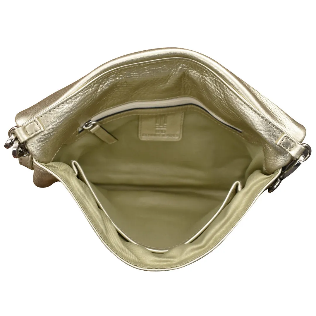 ILI 6696 GOLD METALLIC FOLD OVER CLUTCH INTERNATIONAL LEATHER INDUSTRIES