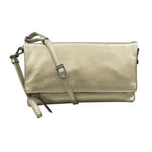 ILI 6696 GOLD METALLIC FOLD OVER CLUTCH INTERNATIONAL LEATHER INDUSTRIES