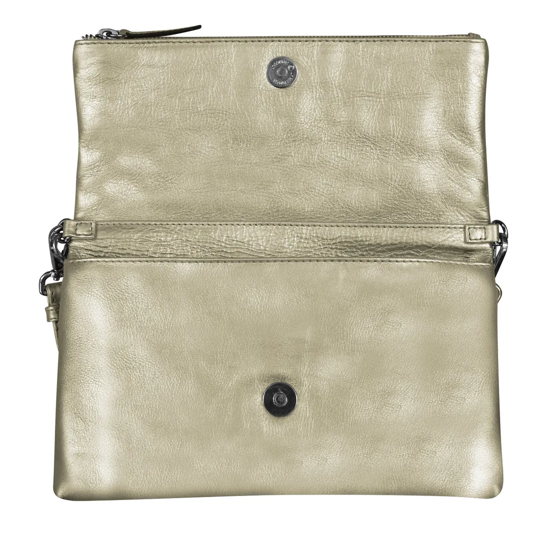 ILI 6696 GOLD METALLIC FOLD OVER CLUTCH INTERNATIONAL LEATHER INDUSTRIES