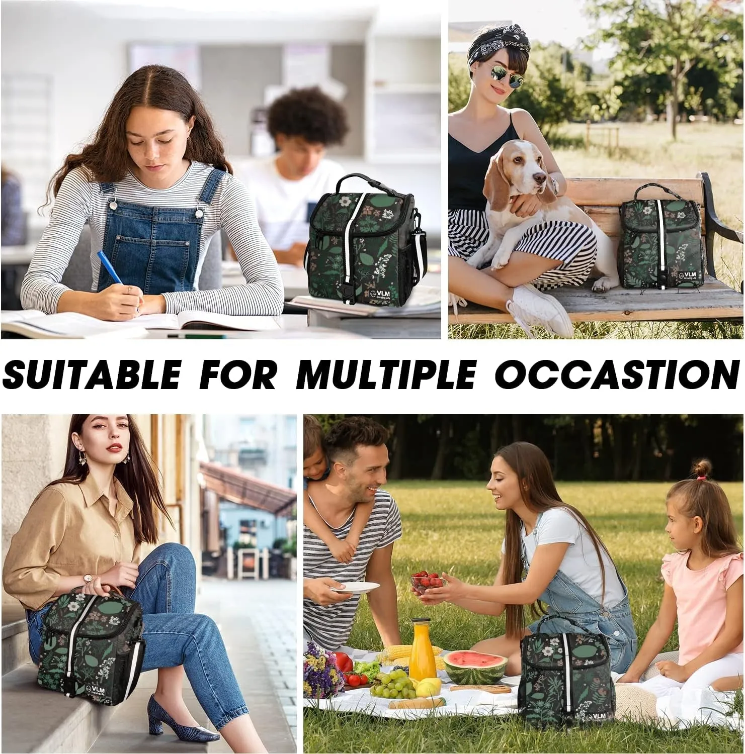 Insulated Lunch Bag with Adjustable Shoulder Strap, Cute Lunch Tote Bag for Work Picnic Camping