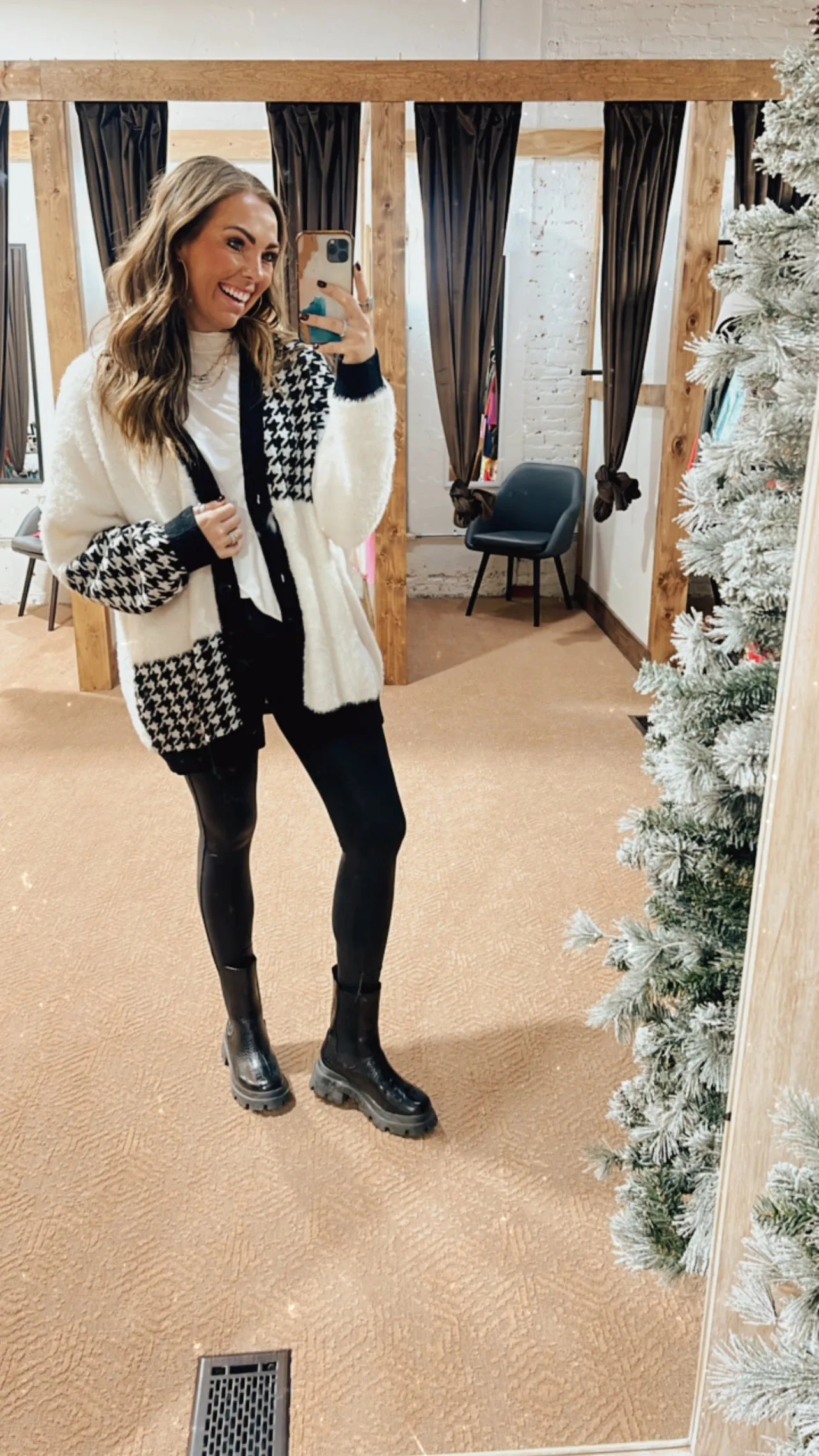 Ivory   Black Mix V Neck Sweater Cardigan