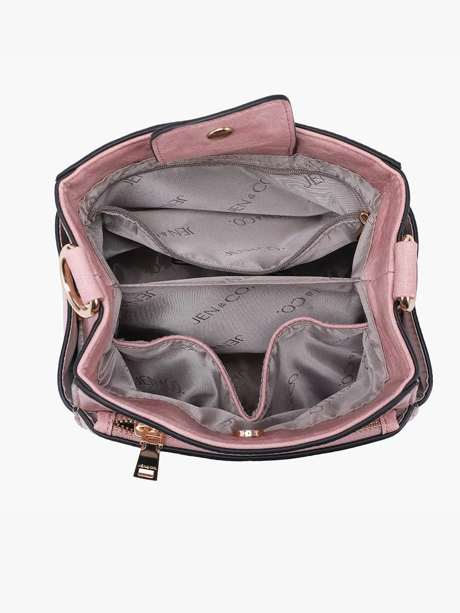 Jeanne Square Bucket Bag w/ Guitar Strap: Mauve