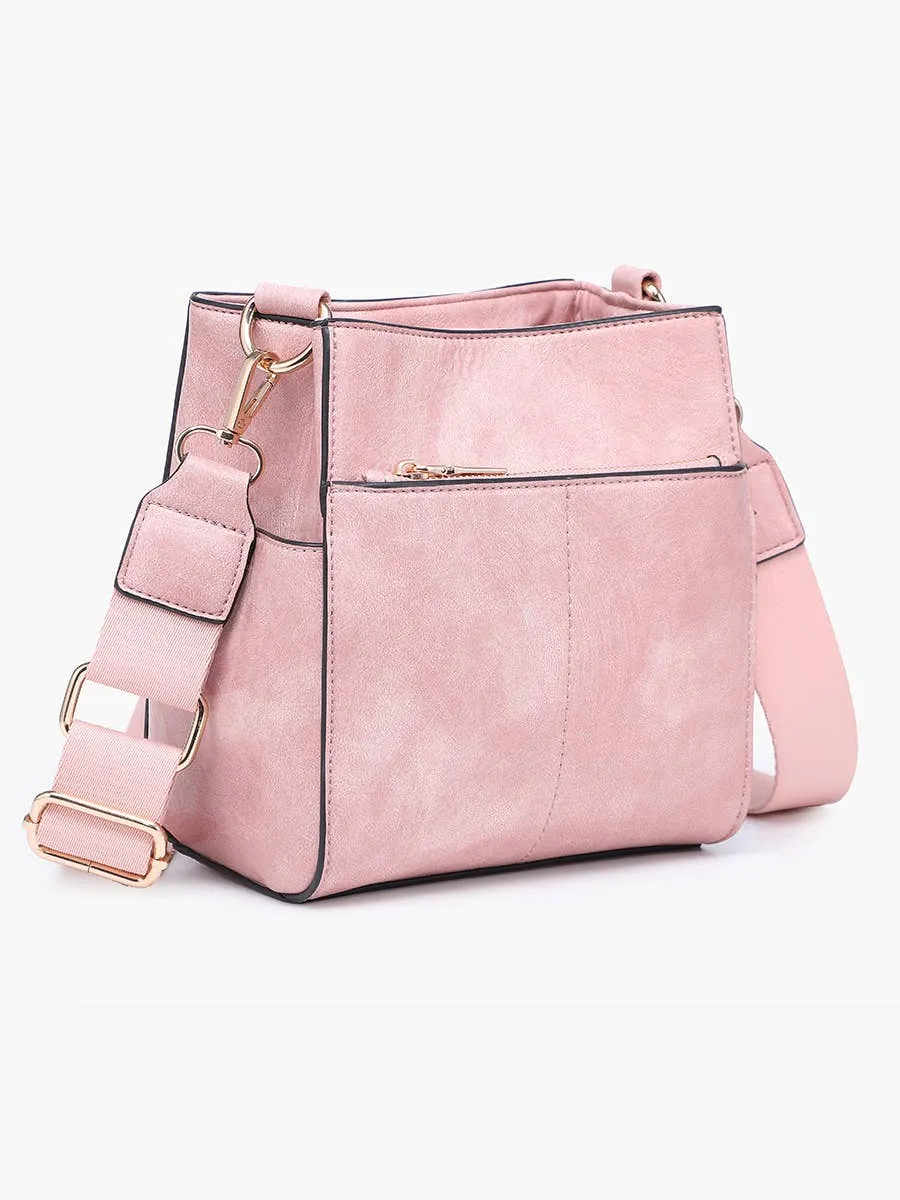 Jeanne Square Bucket Bag w/ Guitar Strap: Mauve