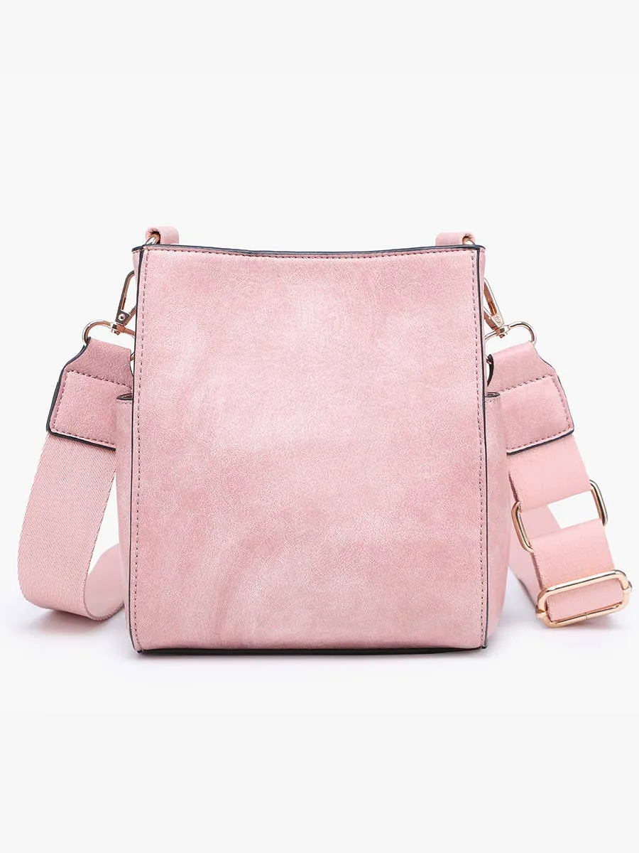Jeanne Square Bucket Bag w/ Guitar Strap: Mauve