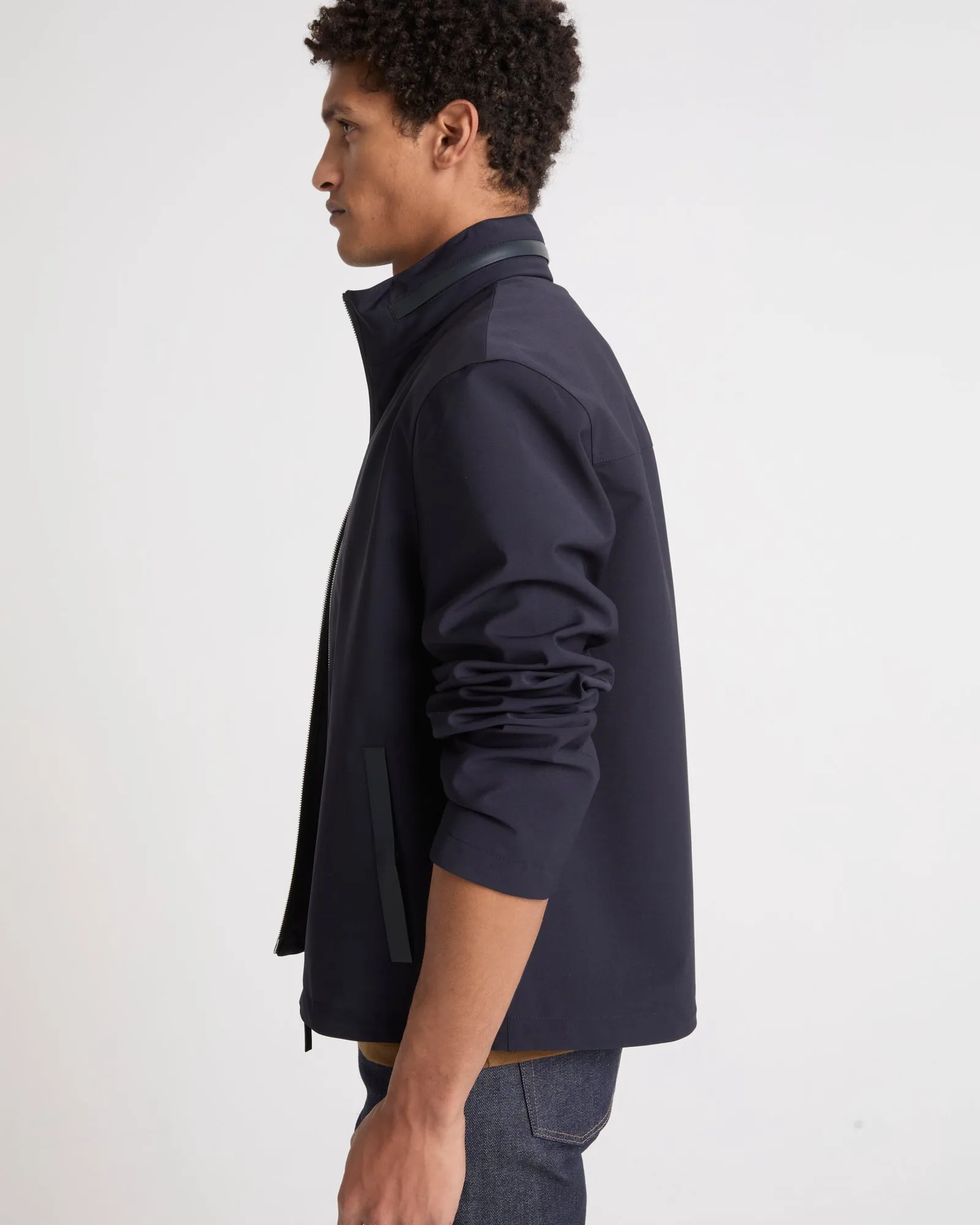 Jersey jacket with leather details