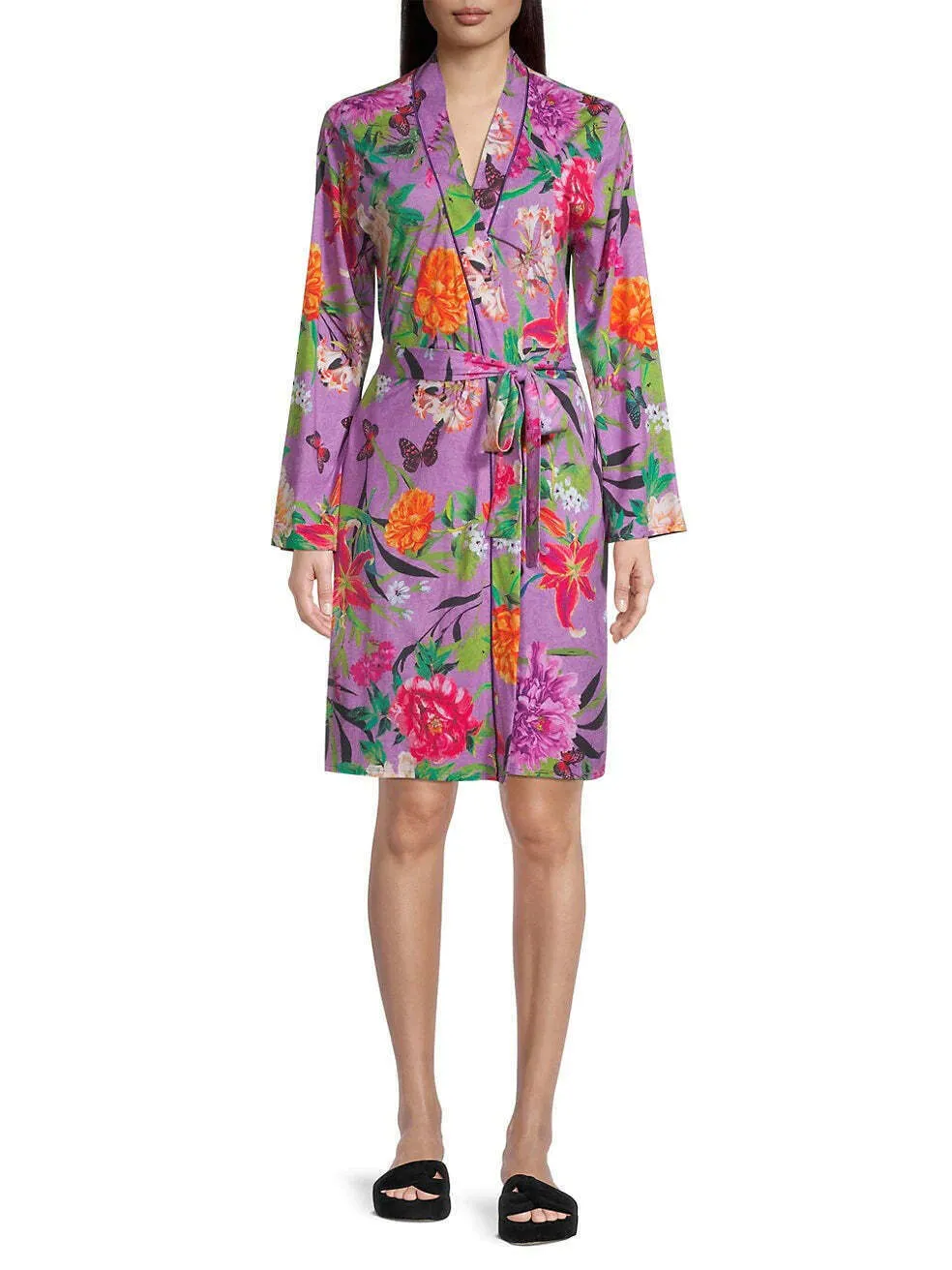 Johnny Was Goza Floral Cap Sleeve Sleep Dress Flower Butterfly Home Pink Small NEW