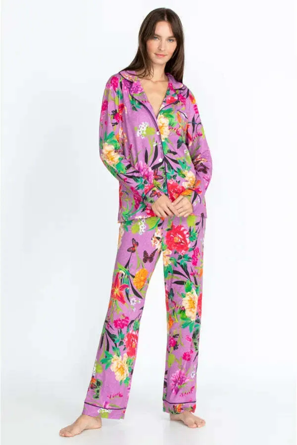 Johnny Was Goza Floral Cap Sleeve Sleep Dress Flower Butterfly Home Pink Small NEW
