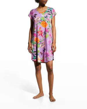 Johnny Was Goza Floral Cap Sleeve Sleep Dress Flower Butterfly Home Pink Small NEW