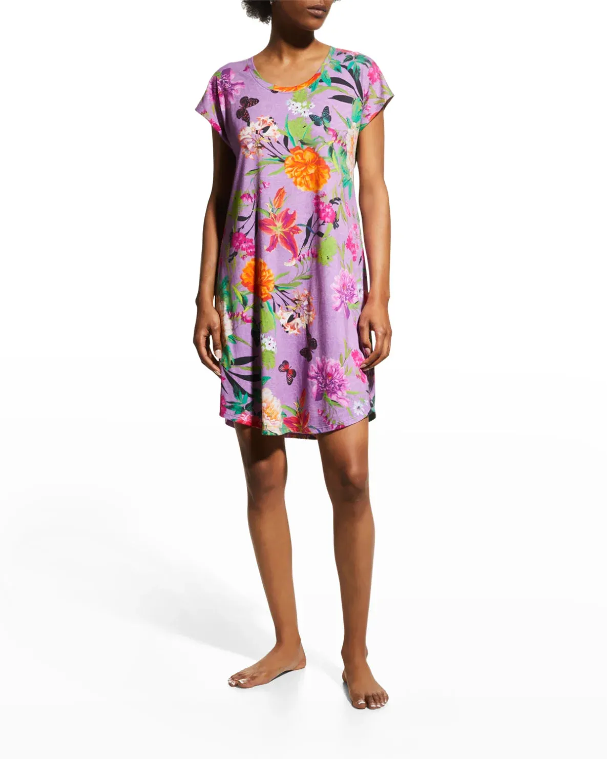 Johnny Was Goza Floral Cap Sleeve Sleep Dress Flower Butterfly Home Pink Small NEW