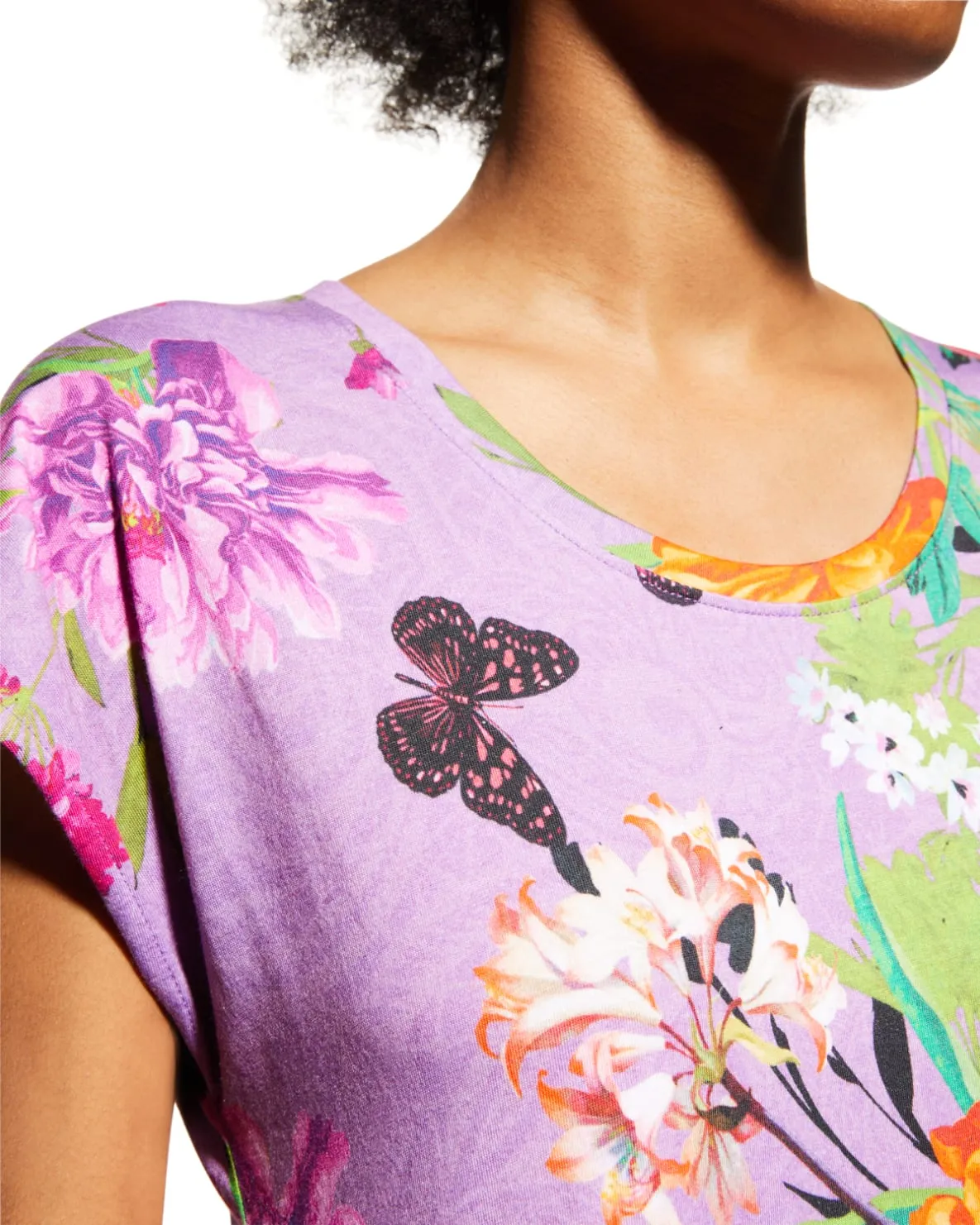 Johnny Was Goza Floral Cap Sleeve Sleep Dress Flower Butterfly Home Pink Small NEW