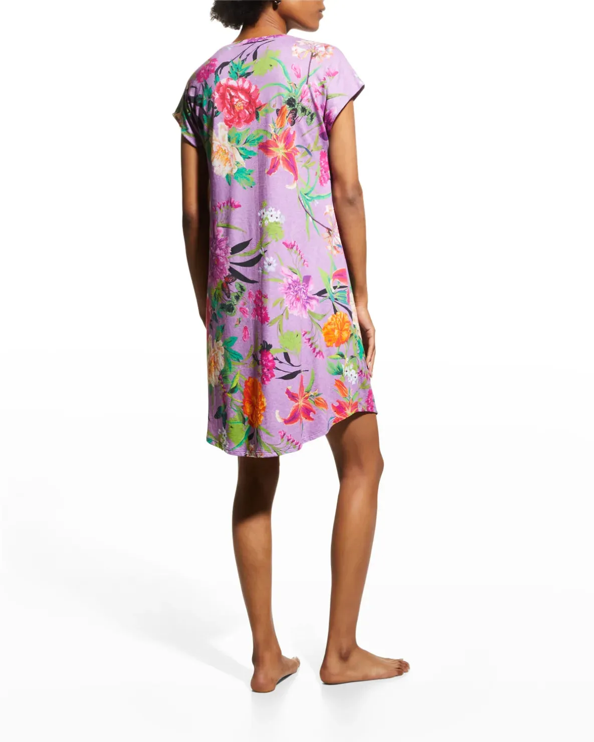 Johnny Was Goza Floral Cap Sleeve Sleep Dress Flower Butterfly Home Pink Small NEW