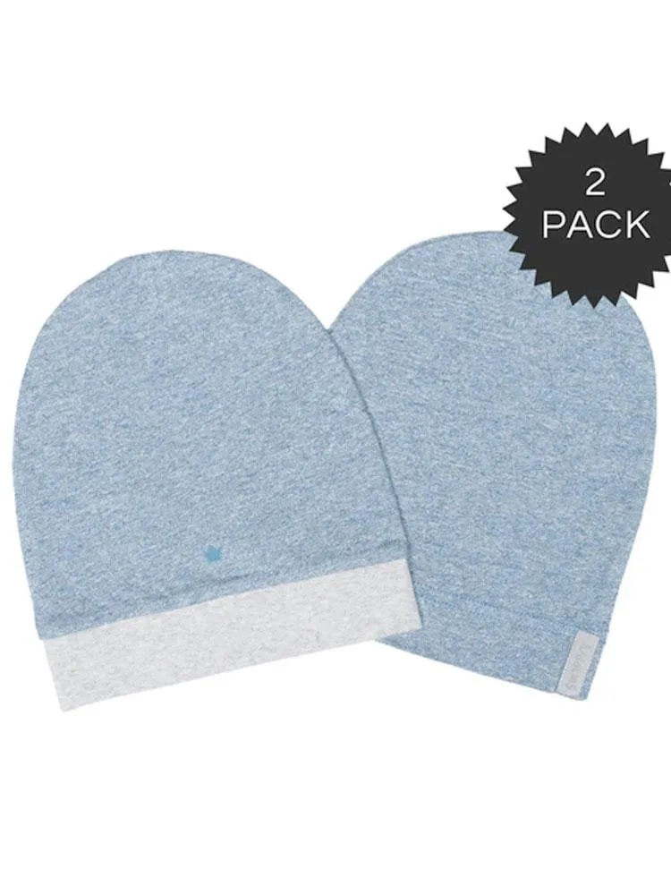 Juddlies - Organic Denim Blue Slouchy Baby Hats - Raglan Collection - Pack of 2 - 0-4M