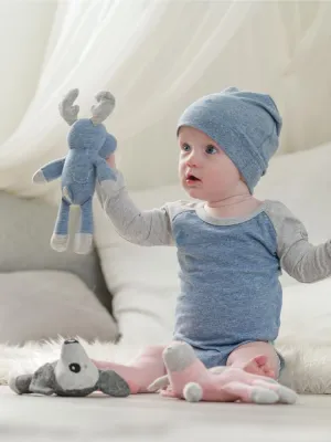Juddlies - Organic Denim Blue Slouchy Baby Hats - Raglan Collection - Pack of 2 - 0-4M