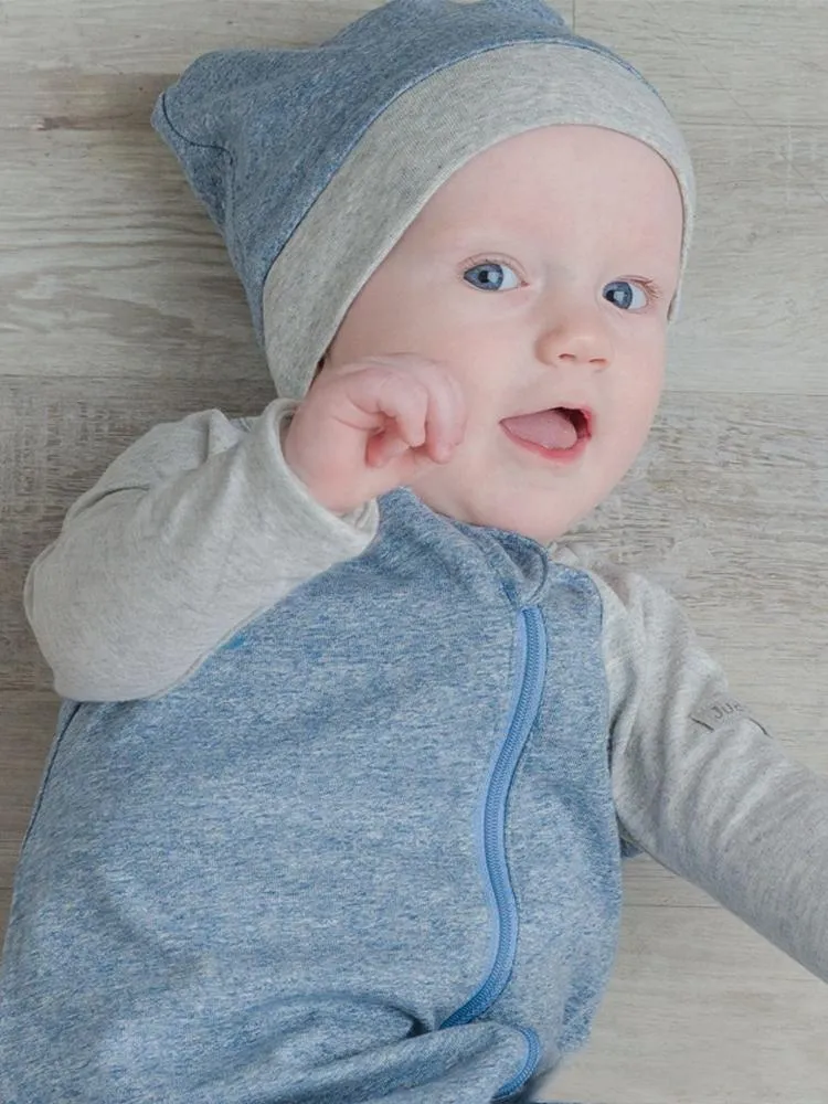 Juddlies - Organic Denim Blue Slouchy Baby Hats - Raglan Collection - Pack of 2 - 0-4M