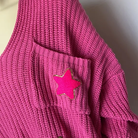 Judith March Pink Star-Embellished Sweater