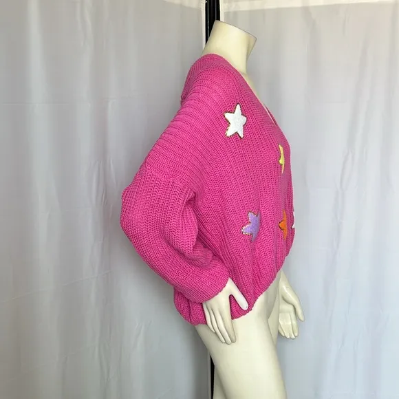 Judith March Pink Star-Embellished Sweater