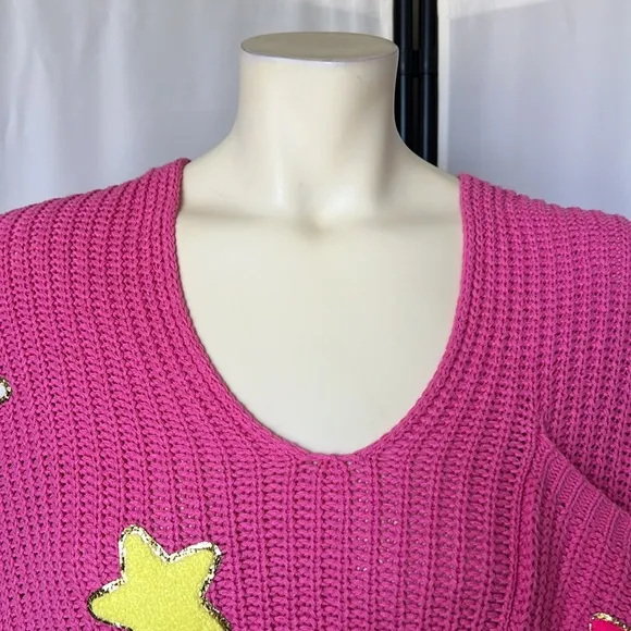 Judith March Pink Star-Embellished Sweater