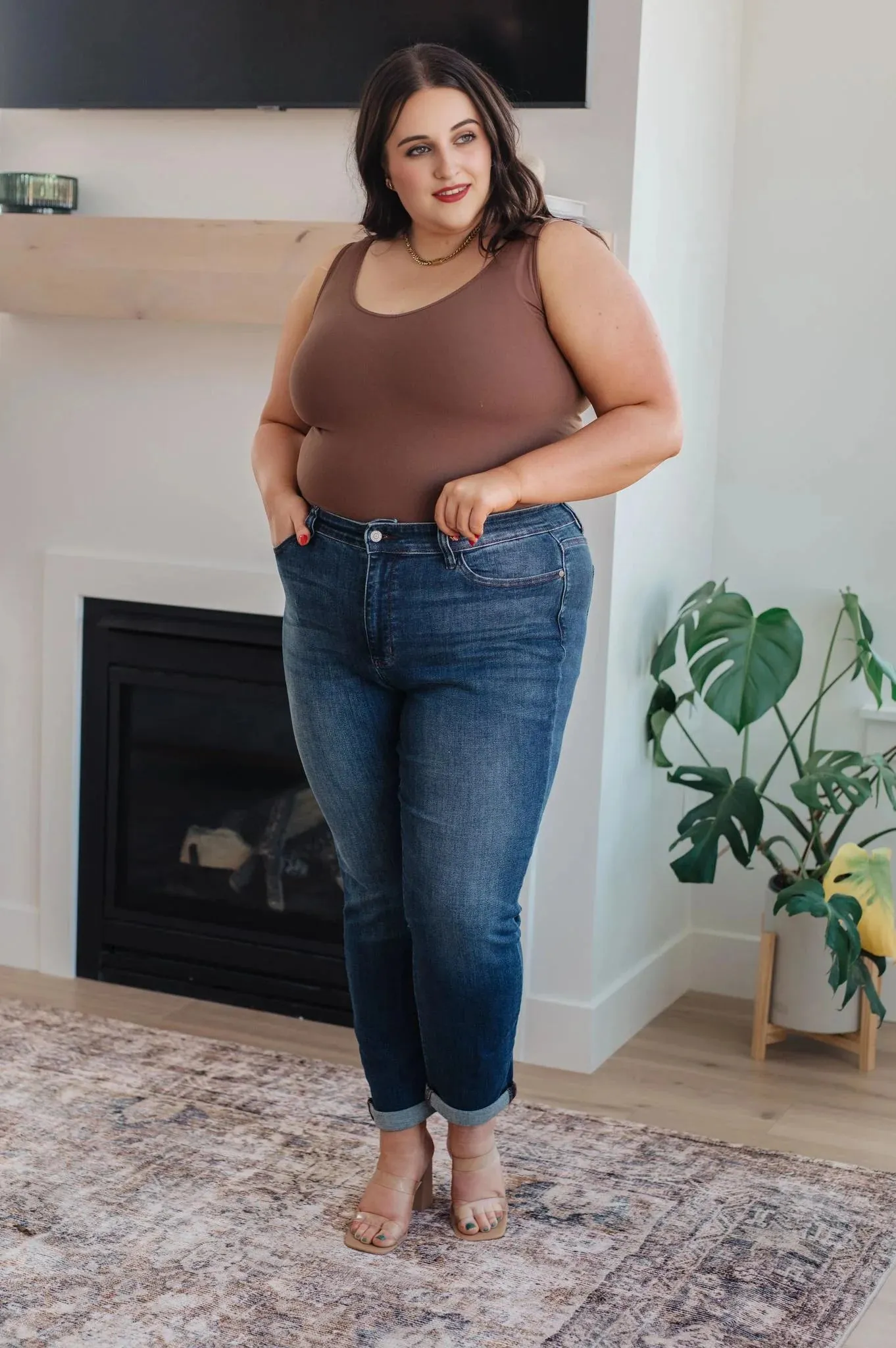 Judy Blue Amber Mid Rise Cuffed Slim Fit Jeans