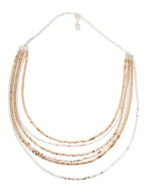 Karine Sultan Rose Gold & Silver Beaded Necklace