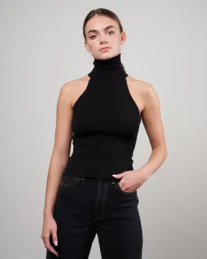 keith sleeveless turtleneck top - black