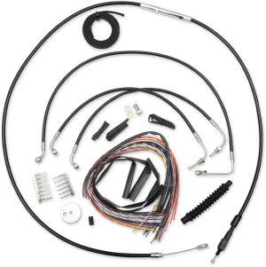 LA Choppers LA-8011KT2B-16B Complete Handlebar Cable/Brake & Clutch Line/Wire Kit - Black Vinyl/Stainless Braided