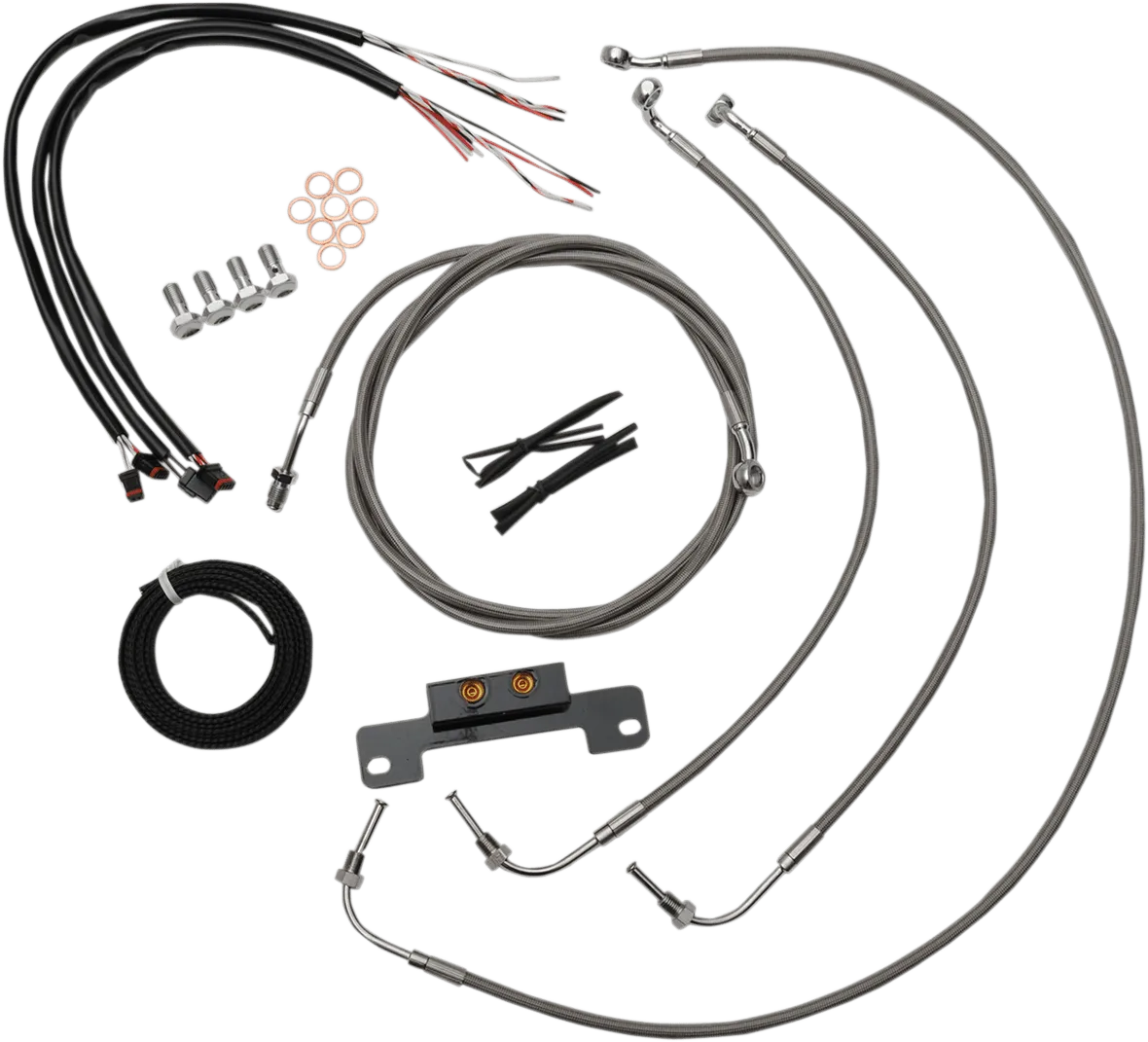 LA Choppers LA-8055KT2-13 Complete Handlebar Cable/Brake & Clutch Line/Wire Kit - Stainless Braided