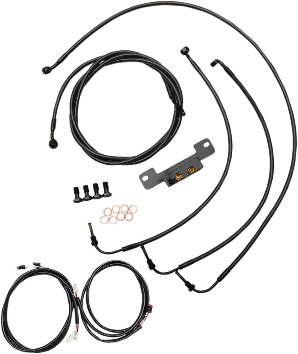 LA Choppers LA-8055KT3-13M Complete Handlebar Cable/Brake & Clutch Line/Wire Kit - Midnight Braided