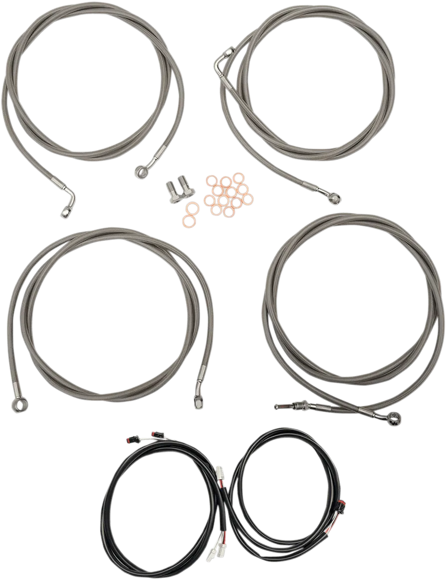 LA Choppers LA-8055KT3-13M Complete Handlebar Cable/Brake & Clutch Line/Wire Kit - Midnight Braided
