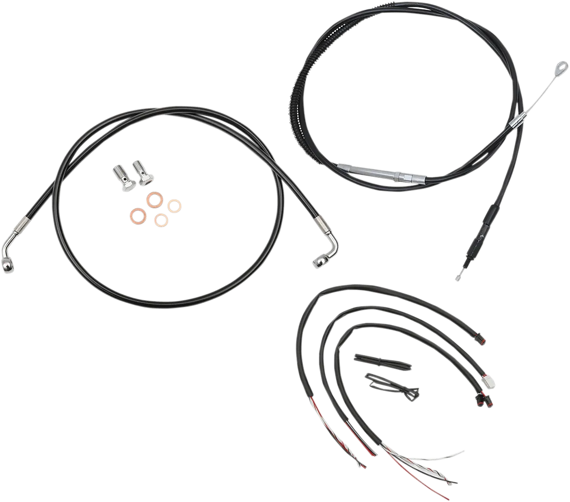 LA Choppers LA-8153KT2-13B Complete Handlebar Cable/Brake & Clutch Line/Wire Kit - Black Vinyl/Stainless Braided