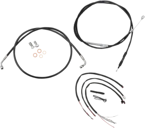 LA Choppers LA-8153KT2-13B Complete Handlebar Cable/Brake & Clutch Line/Wire Kit - Black Vinyl/Stainless Braided