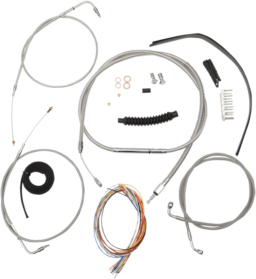 LA Choppers LA-8320KT2A-16 Complete Handlebar Cable/Brake & Clutch Line/Wire Kit - Stainless Braided