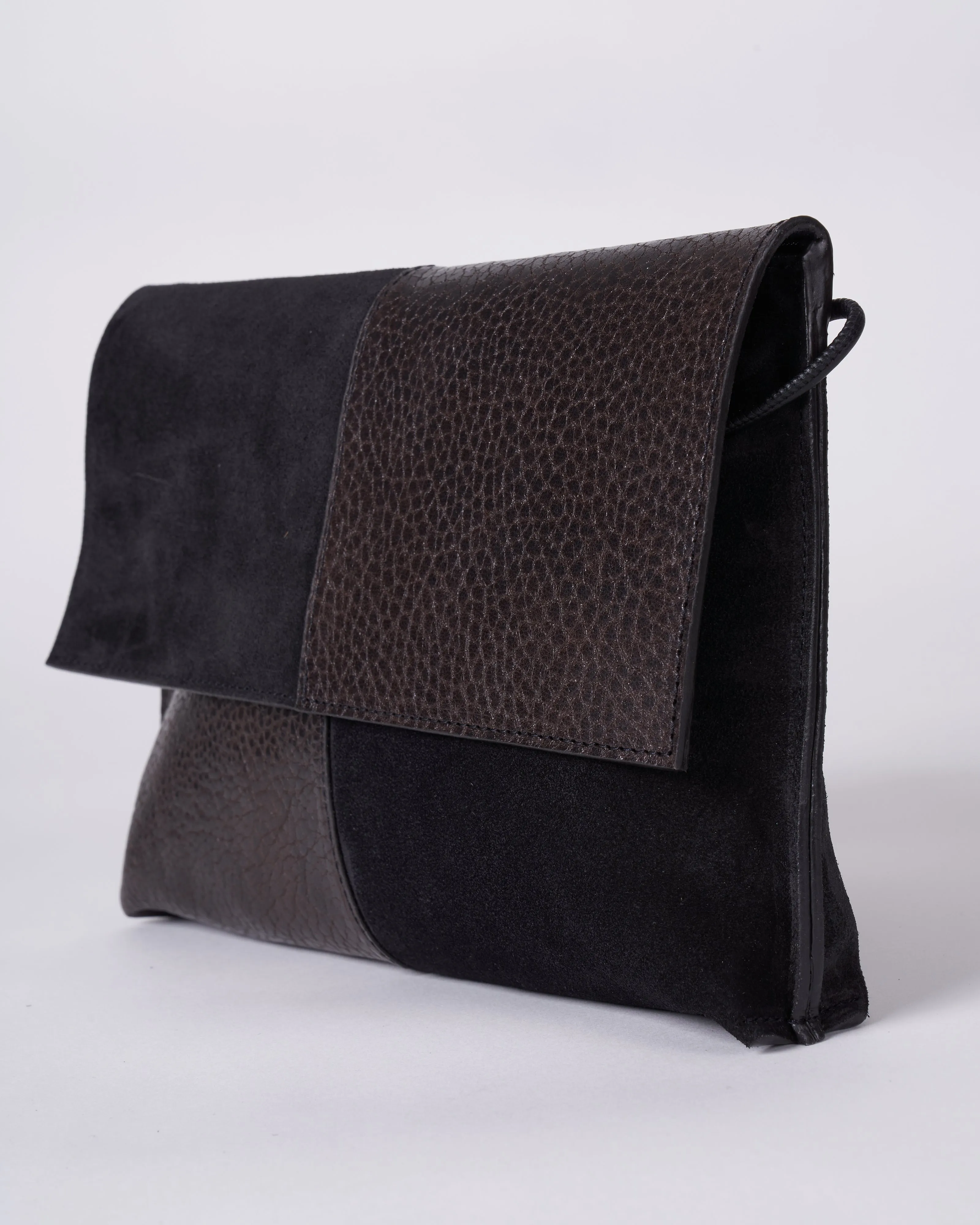 large strappy foldover - 2 tone graphite