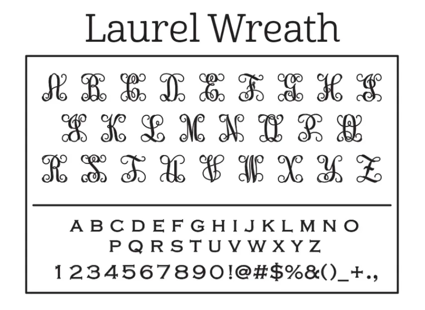 Laurel Wreath Family Initial Round Self-Inking Stamper or Embosser