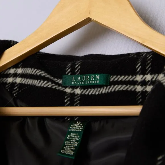 Lauren Ralph Lauren Windowpane Plaid Hooded Wrap Coat