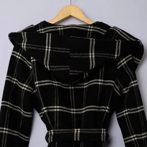 Lauren Ralph Lauren Windowpane Plaid Hooded Wrap Coat