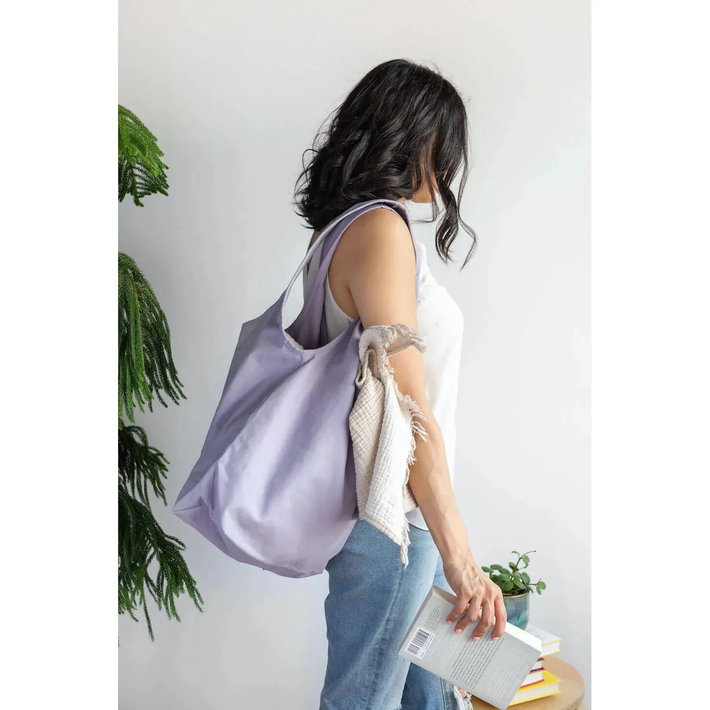 Lavender Slouchy Tote Bag