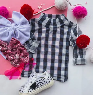 layering mesh top - black gingham