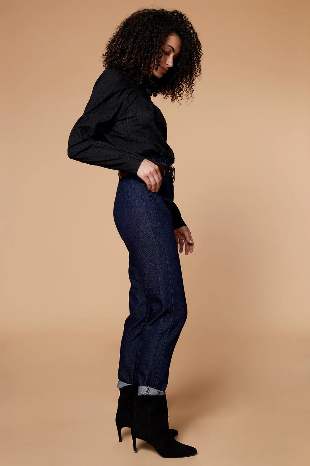 LE FAYE - Jean slouchy marine 7/8ème