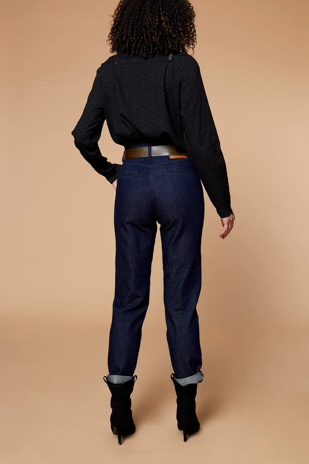 LE FAYE - Jean slouchy marine 7/8ème