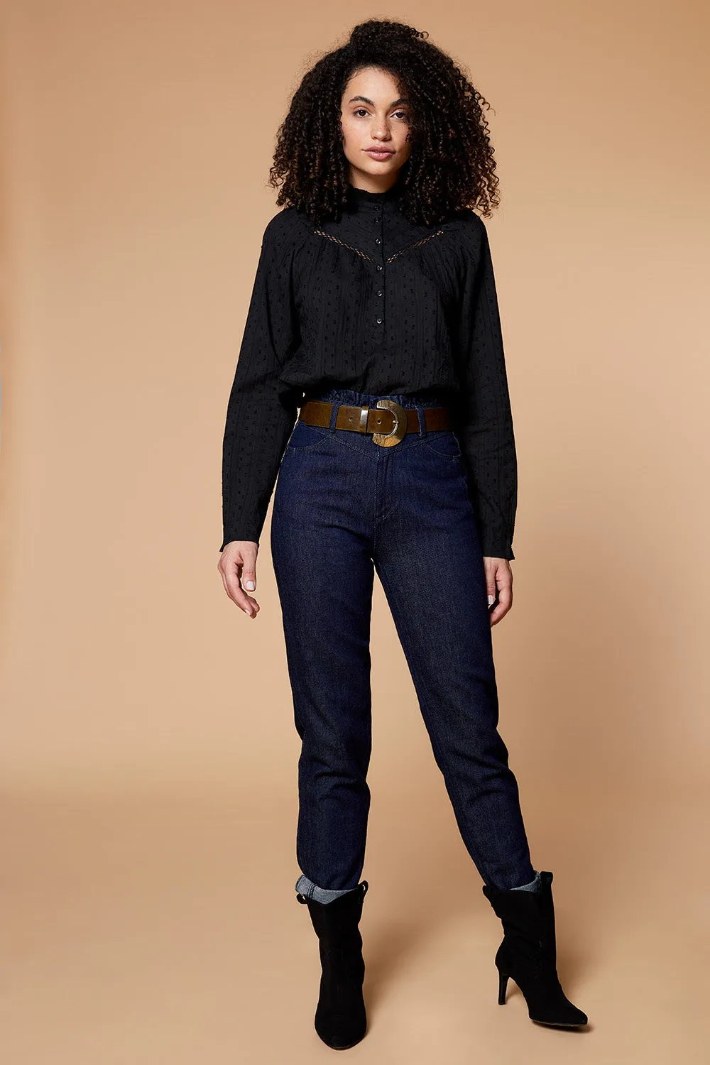 LE FAYE - Jean slouchy marine 7/8ème