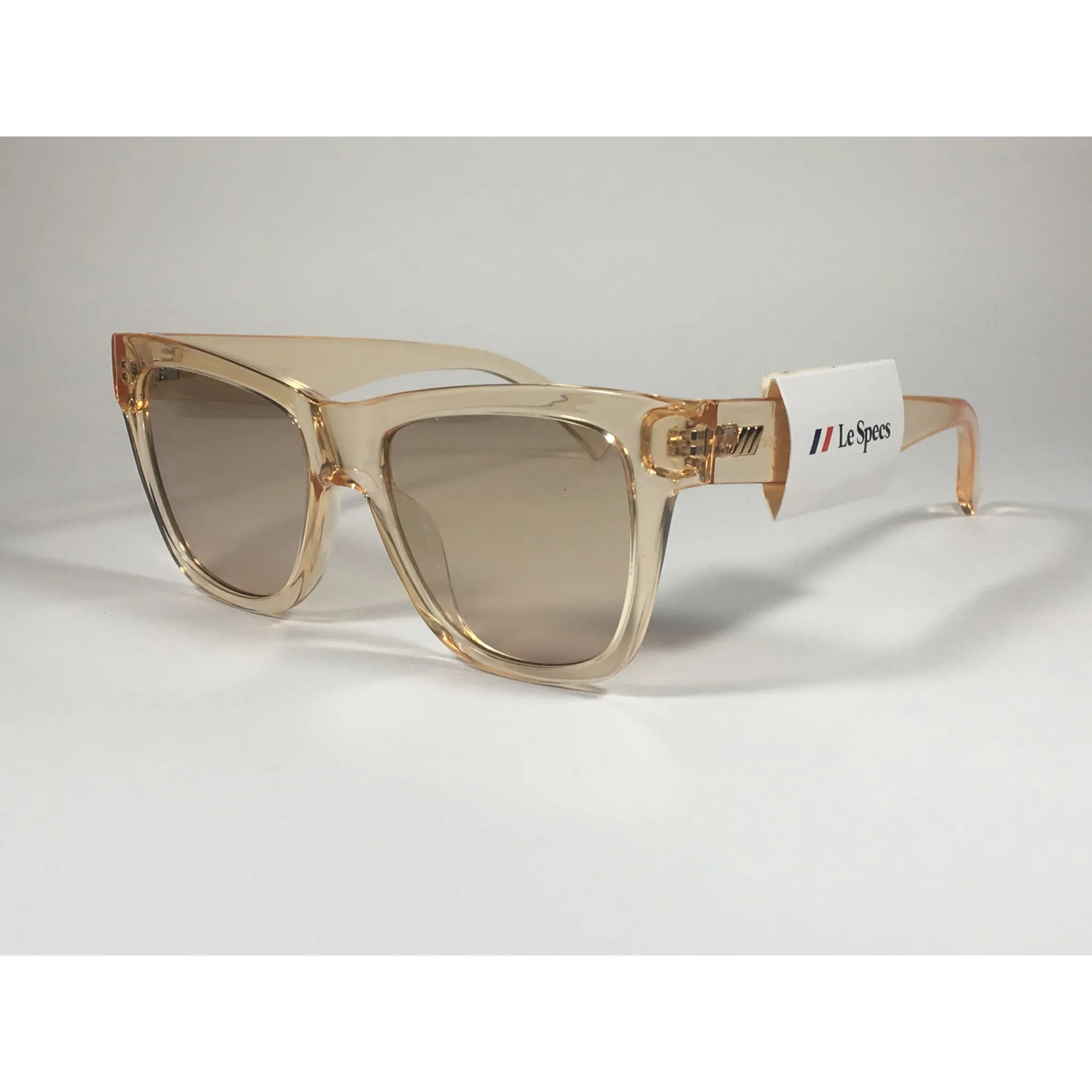 Le Specs Escapade Sunglasses Square Sandstorm Crystal Frame Gold Semi Mirror Lens