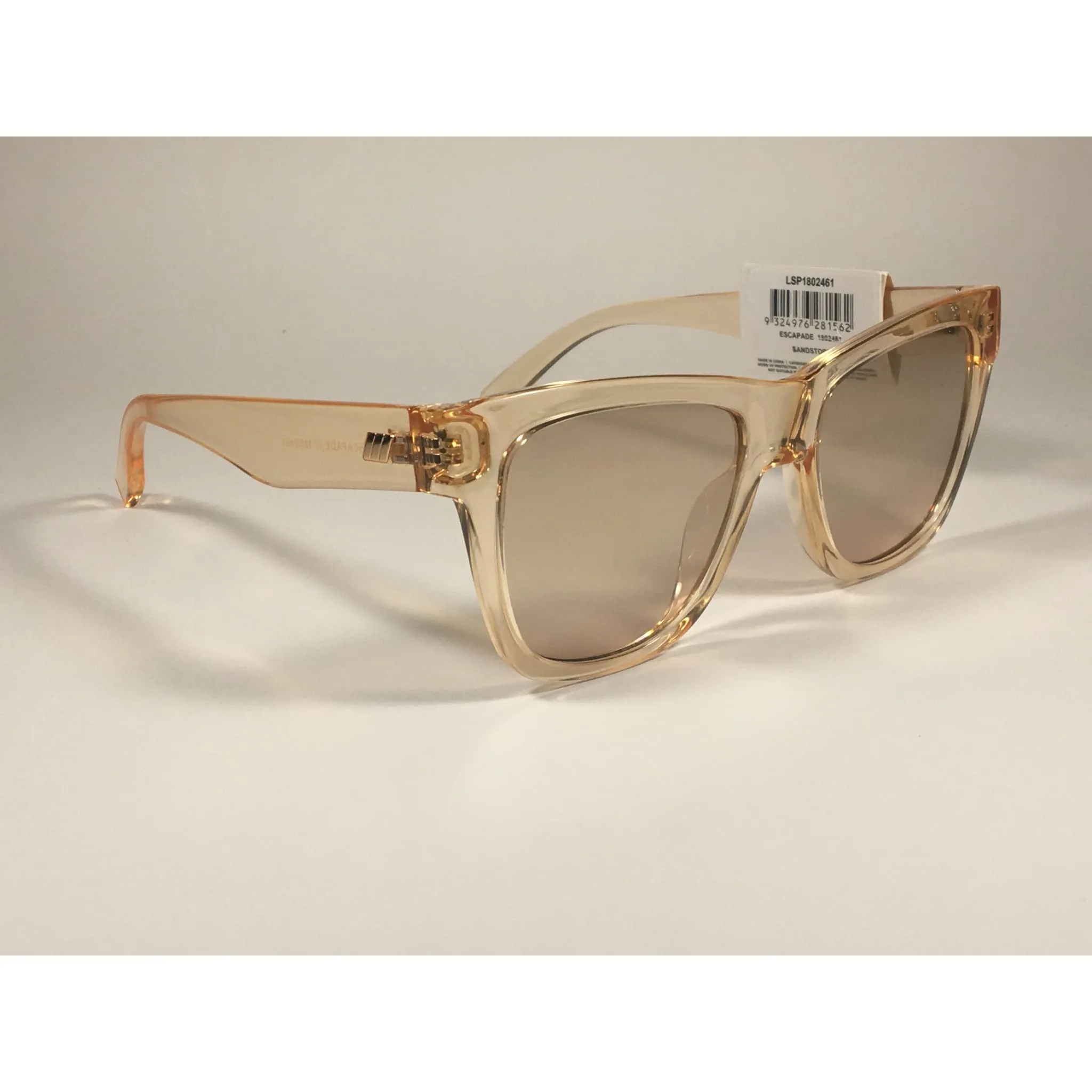 Le Specs Escapade Sunglasses Square Sandstorm Crystal Frame Gold Semi Mirror Lens