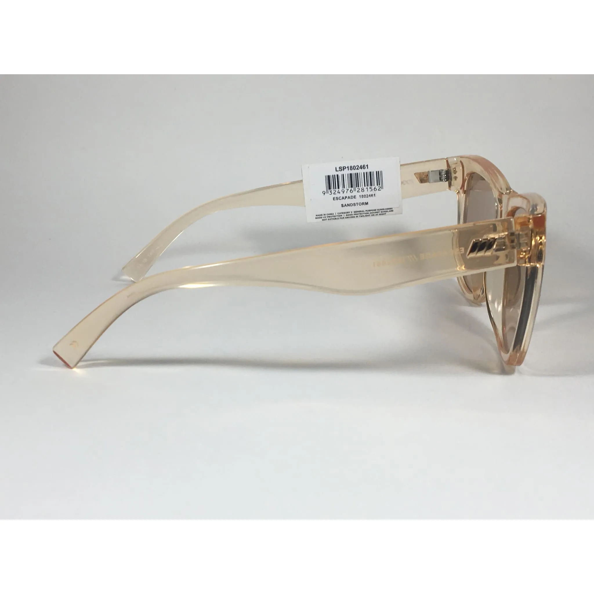 Le Specs Escapade Sunglasses Square Sandstorm Crystal Frame Gold Semi Mirror Lens