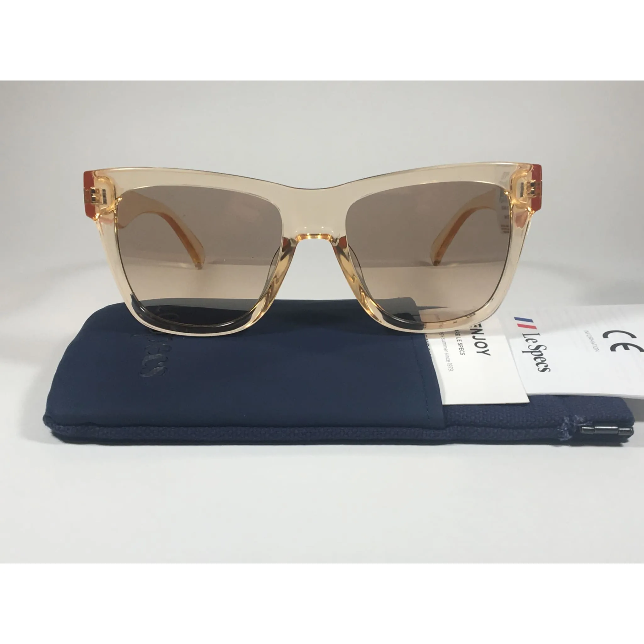 Le Specs Escapade Sunglasses Square Sandstorm Crystal Frame Gold Semi Mirror Lens