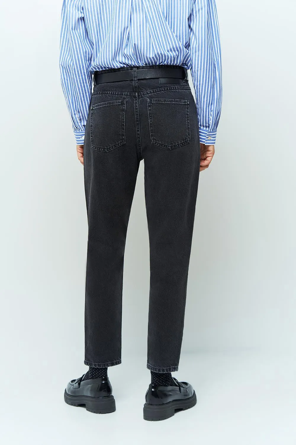 LE TAYLOR - Jean slouchy anthracite 7/8ème en denim waterless