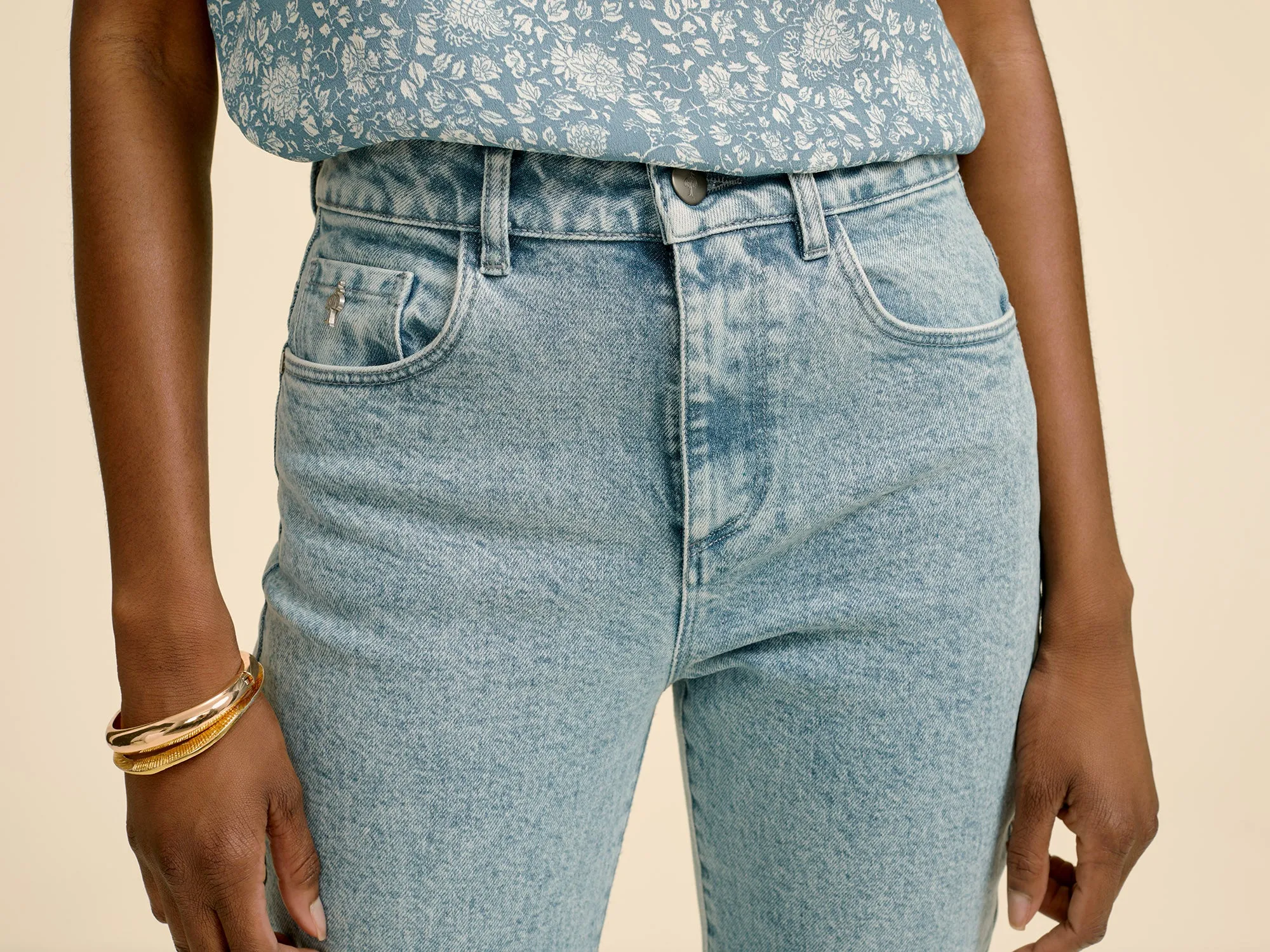 LE TAYLOR - Jean slouchy bleu chambray 7/8ème