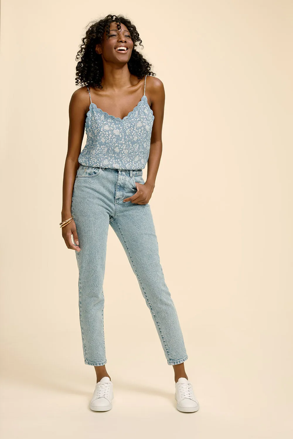 LE TAYLOR - Jean slouchy bleu chambray 7/8ème
