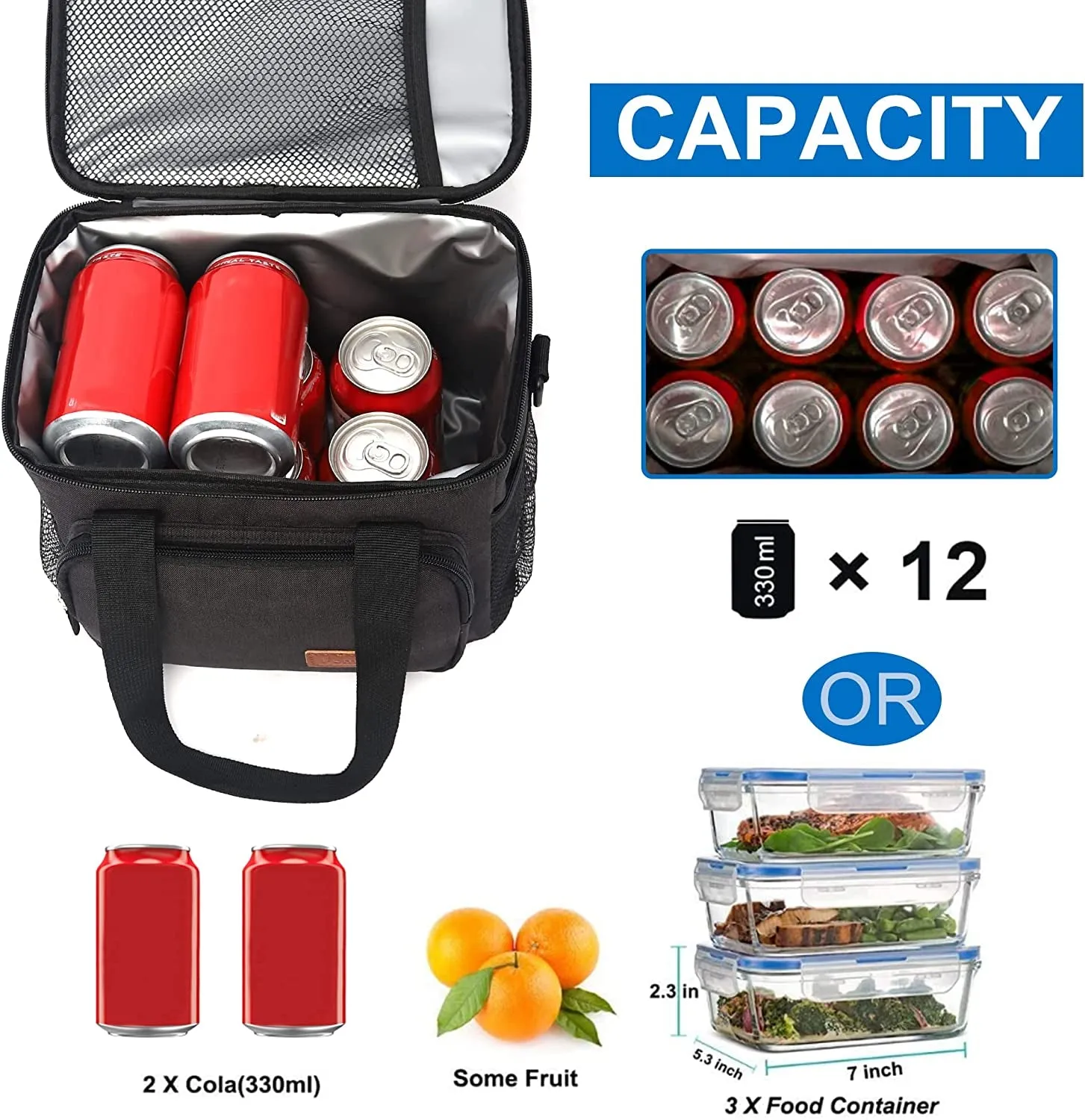 Leakproof Lunch Bag, Lunch Cooler Bag with Adjustable Shoulder Strap for Work Office Picnic and Beach